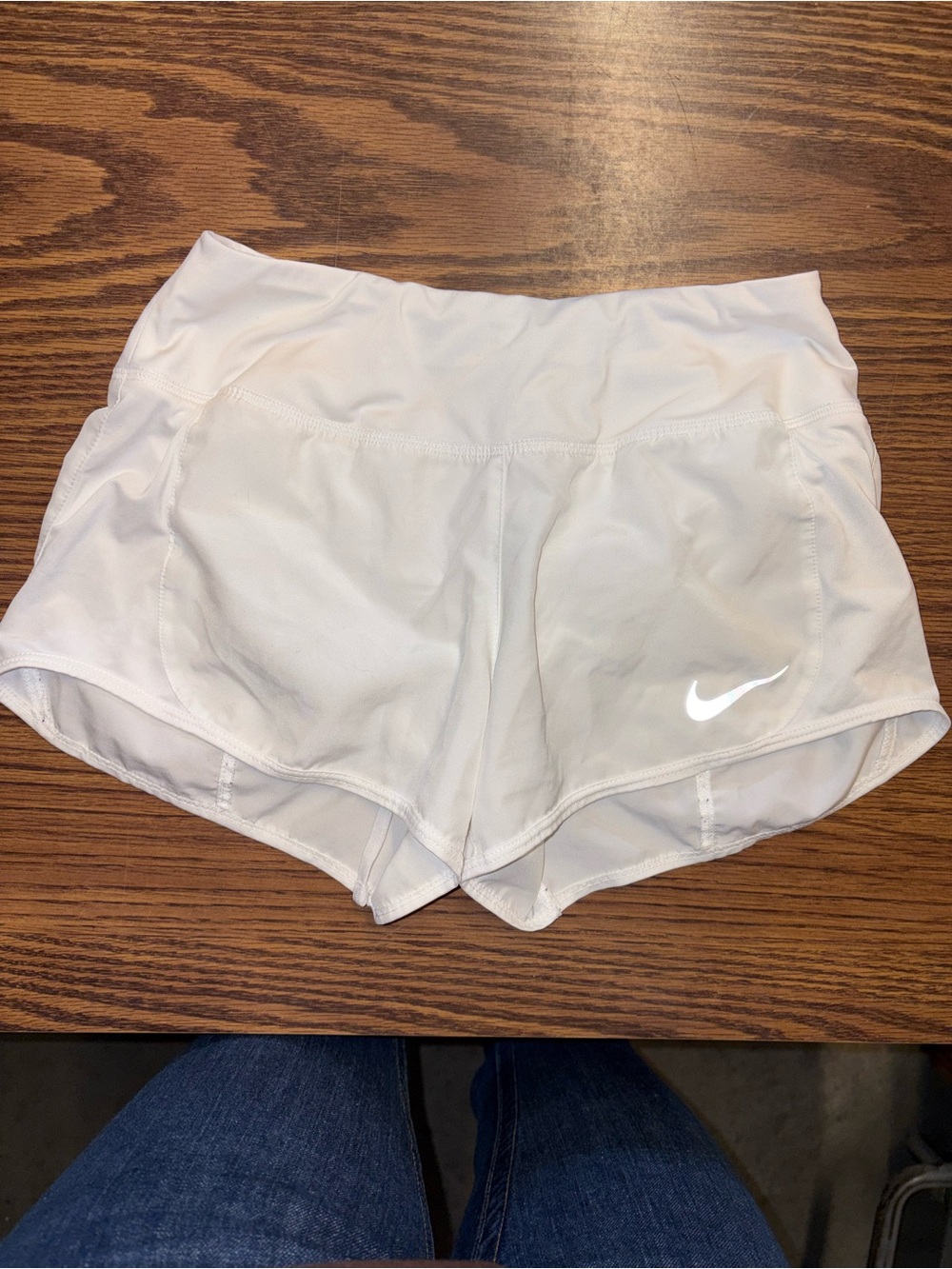 Nike White Women’s Athletic Running Shorts with Reflective Swoosh
